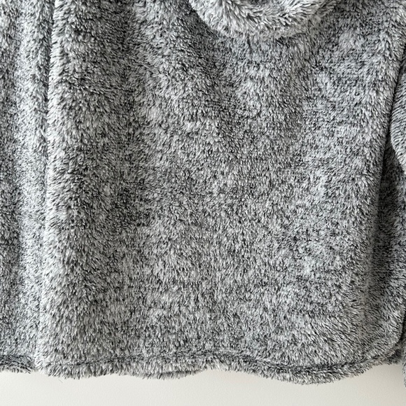 SO Cozy Gray Funnel Neck Plush Fleece Cowl Neck Pullover Top - Picture 3 of 16